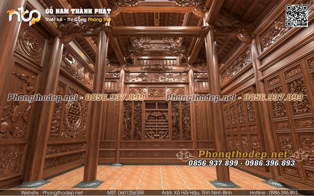 Bố trí vách thuận nhà gỗ 5 gian